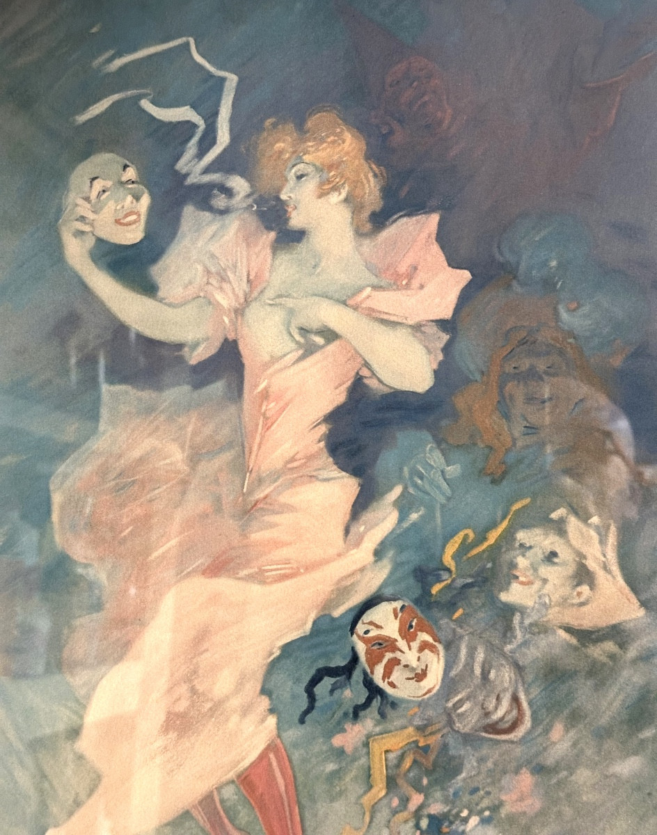 Jules Cheret 1836-1932 La Comédie 1891 Large Lithograph-photo-1