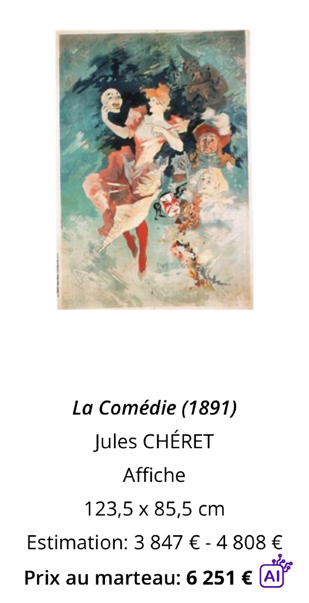 Jules Cheret 1836-1932 La Comédie 1891 Large Lithograph-photo-3