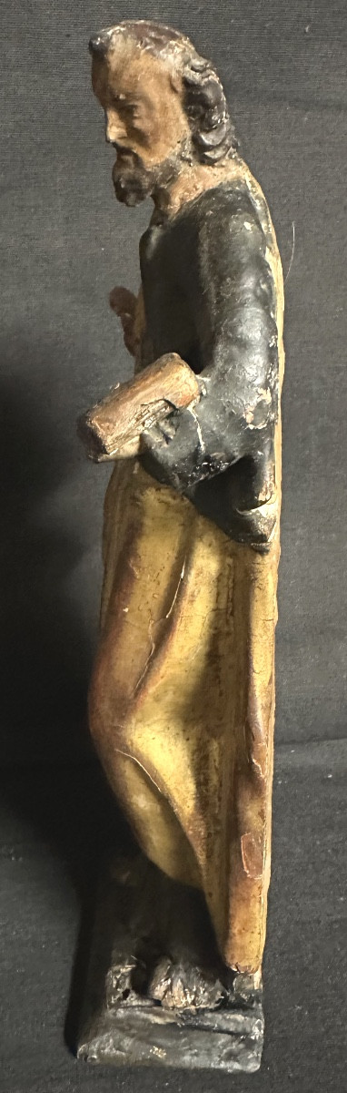 St JOSEPH Sculpture 18e en bois polychrome et doré 23 cm-photo-4