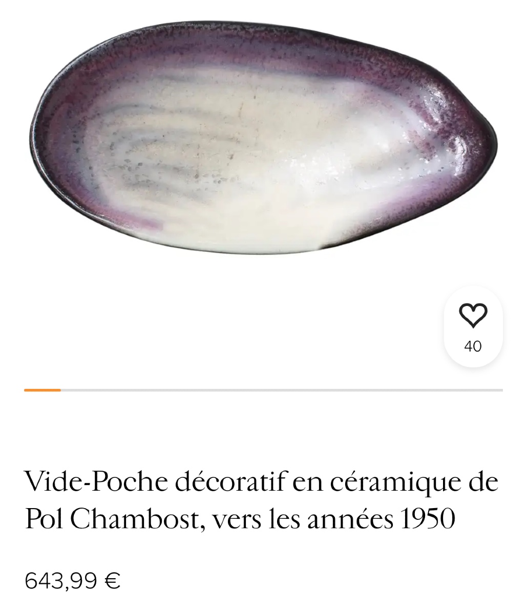 POL CHAMBOST Vide poche en céramique 1950 1960 signé-photo-3