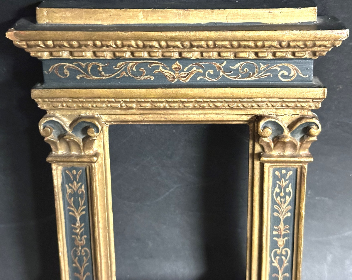 Cadre tabernacle italien fin 19e en bois polychrome-photo-2