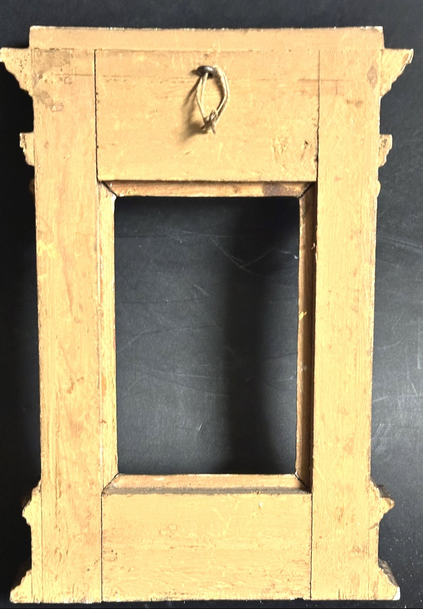 Cadre tabernacle italien fin 19e en bois polychrome-photo-3