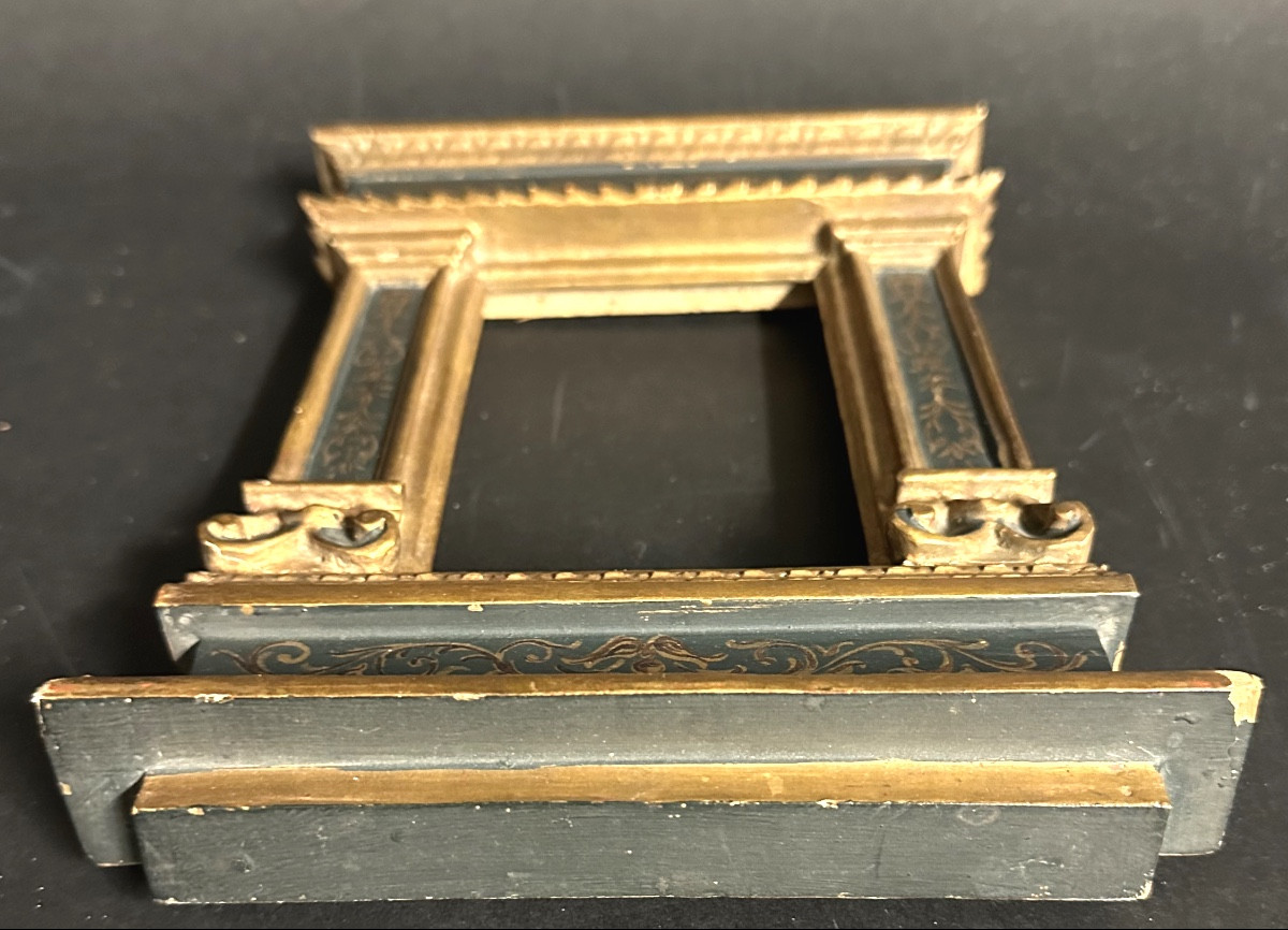 Cadre tabernacle italien fin 19e en bois polychrome-photo-2