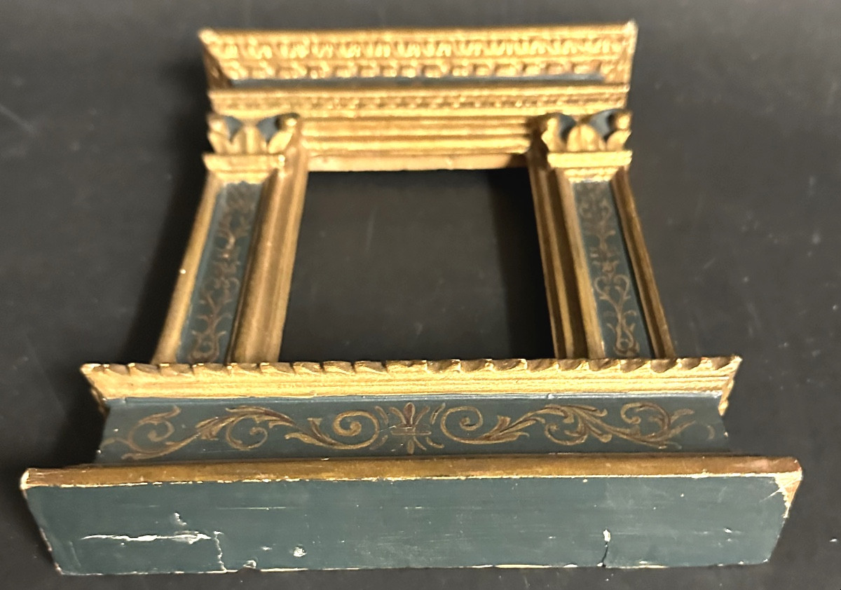 Cadre tabernacle italien fin 19e en bois polychrome-photo-3