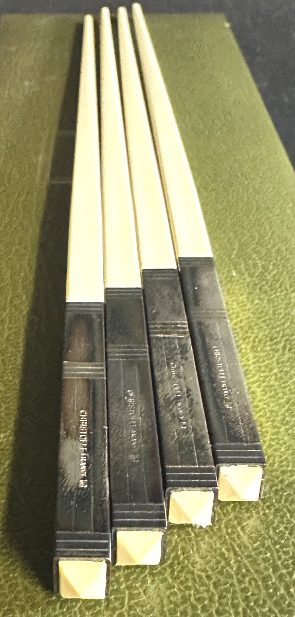 Christofle Two Pairs Of Chopsticks In Original Signed Case Condition As New Asia Japan-photo-2