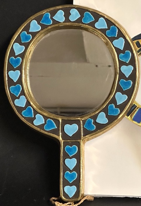 Mithé Espelt Rare Hand Mirror Hearts 1950 In Very Good Condition Love Heart-photo-2