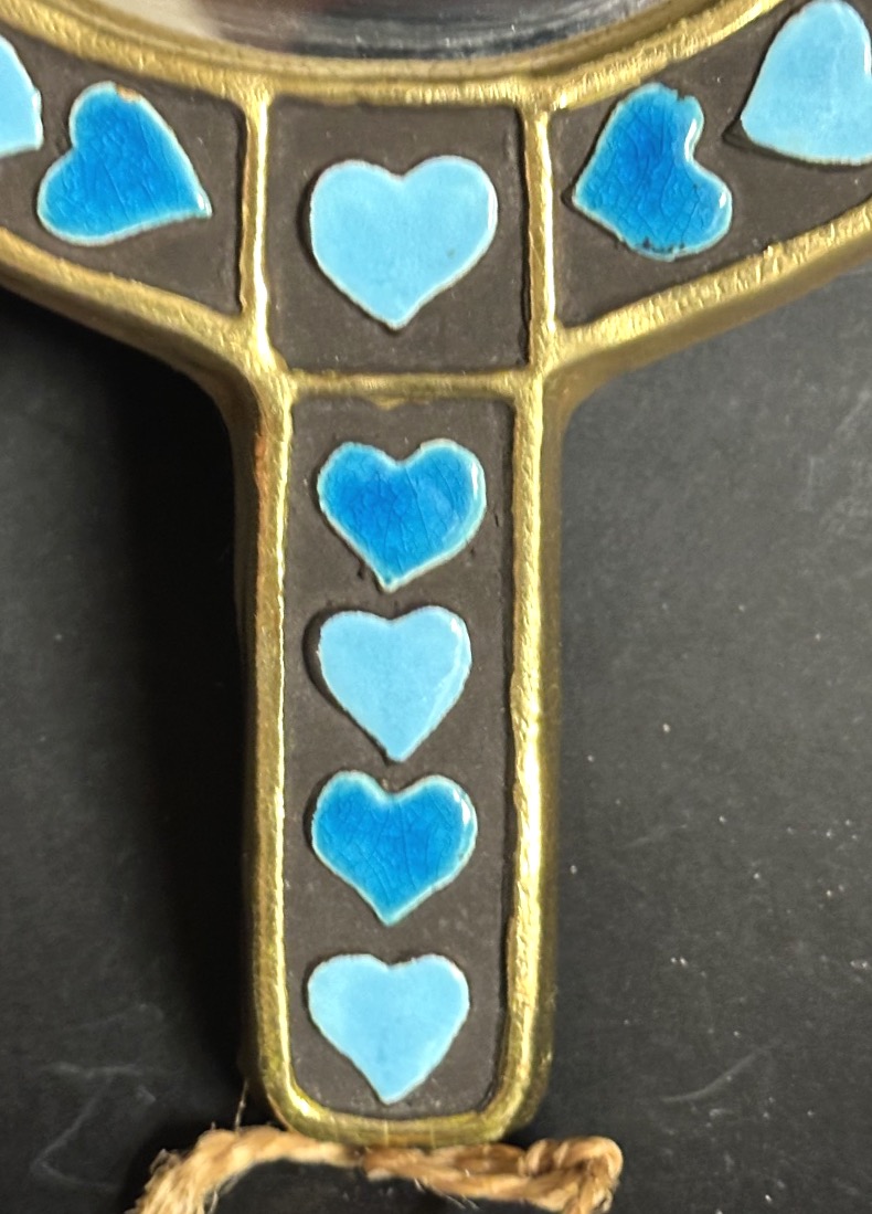 Mithé Espelt Rare Hand Mirror Hearts 1950 In Very Good Condition Love Heart-photo-4