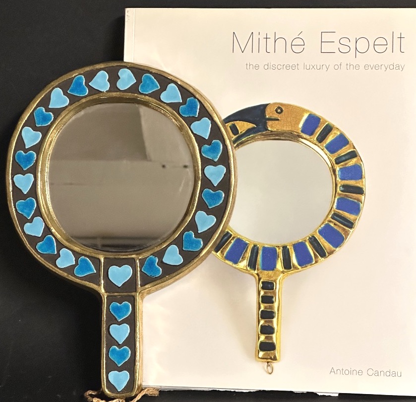 Mithé Espelt Rare Hand Mirror Hearts 1950 In Very Good Condition Love Heart