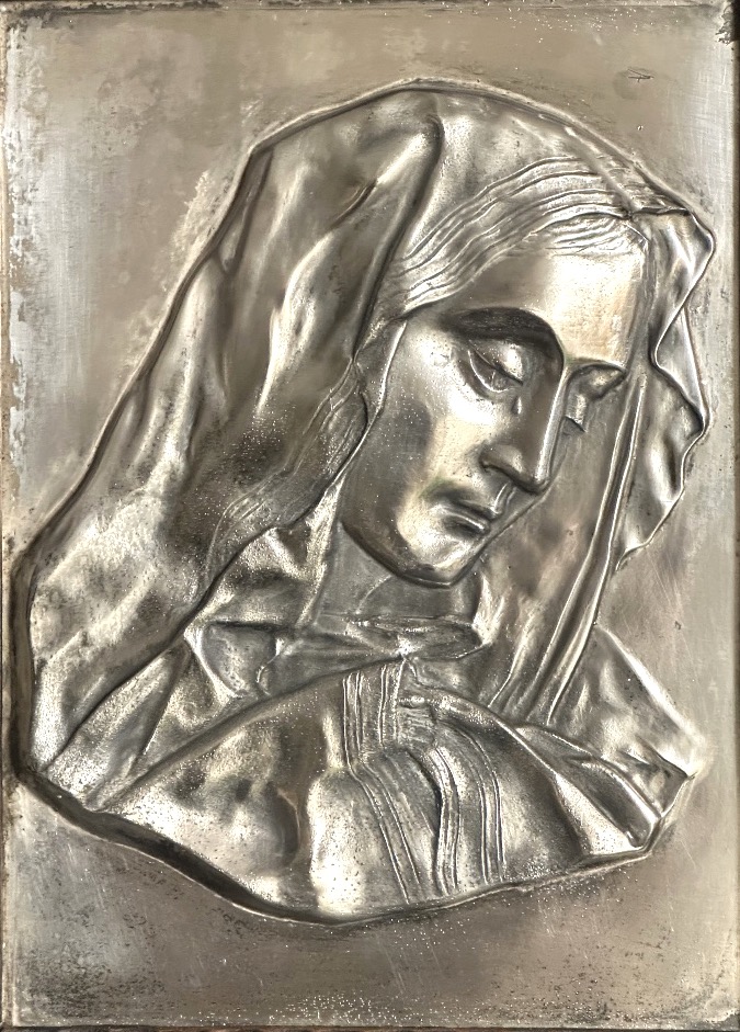 Framed Solid Silver Madonna About 1900 In Very Good Condition Madonna Religion-photo-2