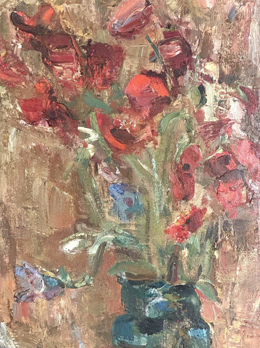 Claire Bertrand Eisenschitz 1890-1969 Large Expressionist Oil Painting Flowers Austria-photo-2