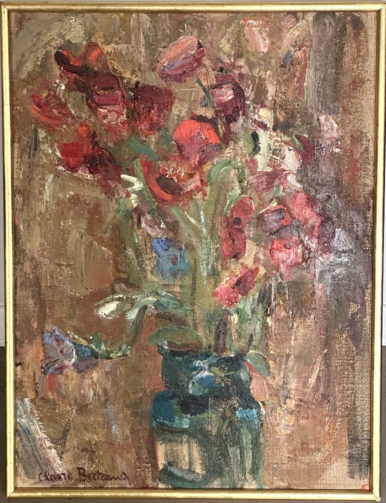 Claire Bertrand Eisenschitz 1890-1969 Large Expressionist Oil Painting Flowers Austria