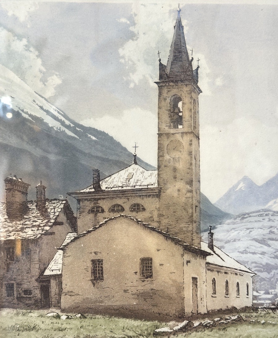 Joanny Drevet 1889-1969 Rare Aquatint Bramans En Maurienne Alpes Montagne-photo-2