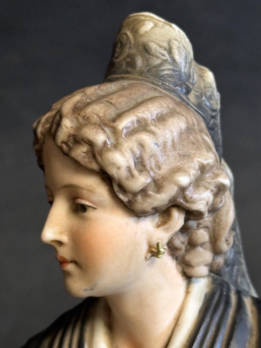 Rare Antique 1900 Arlésienne Porcelain Cookie Arles Provence Frederic Mistral 4718-photo-3