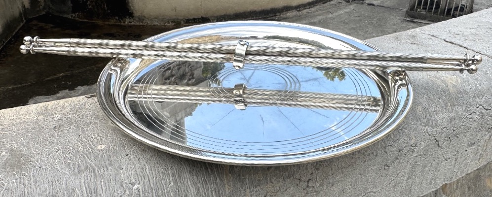Tripod Silver-plated Pedestal Table With Removable Base 1950 Maison Jansen Or Baguès Table 56cm-photo-2