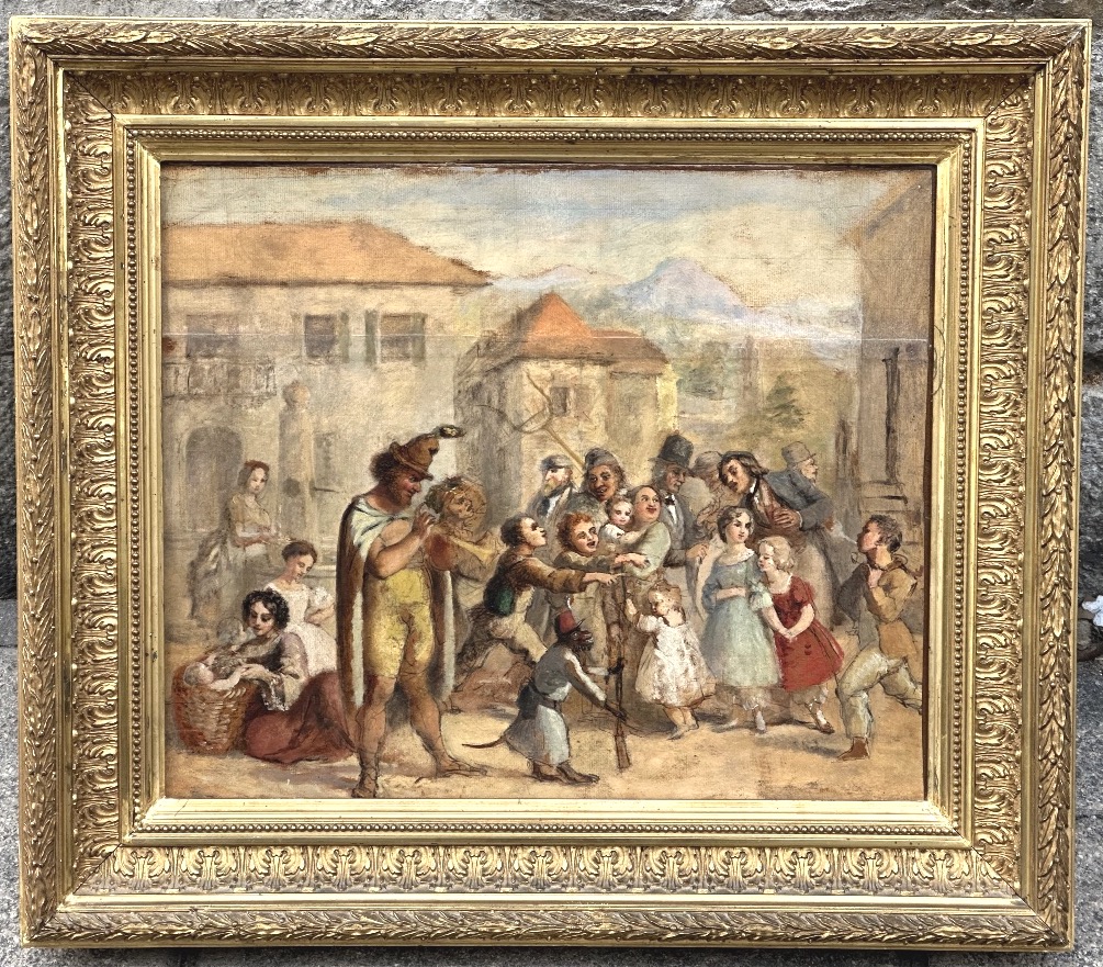 Oil 19th Parade Of The Monkey Circus Military