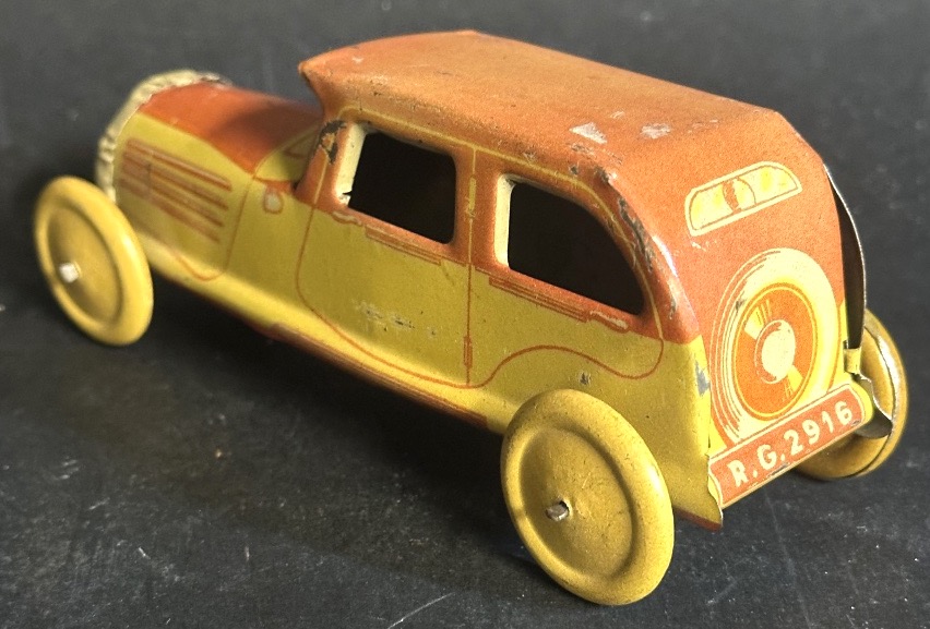 Antique 1930's Lithographed Sheet Metal Toy Car Rg2916 In Very Good Collectible Condition /25-photo-2