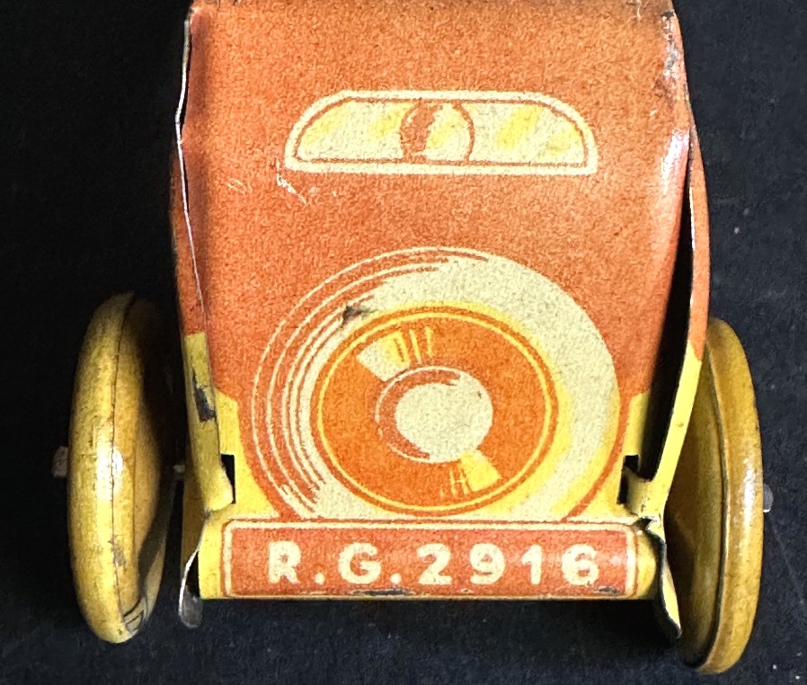 Antique 1930's Lithographed Sheet Metal Toy Car Rg2916 In Very Good Collectible Condition /25-photo-3
