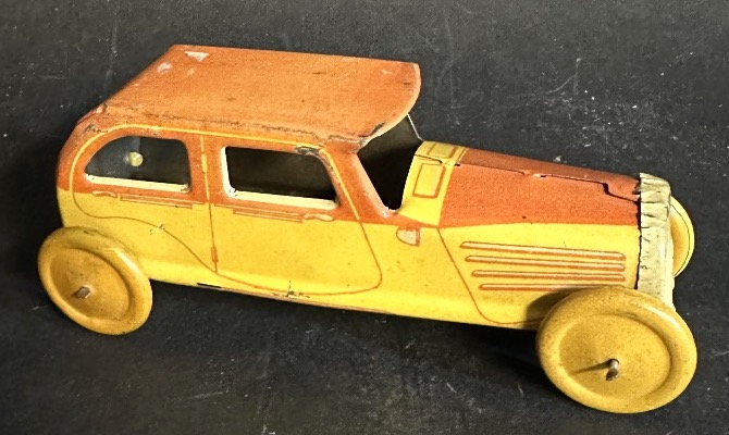 Antique 1930's Lithographed Sheet Metal Toy Car Rg2916 In Very Good Collectible Condition /25
