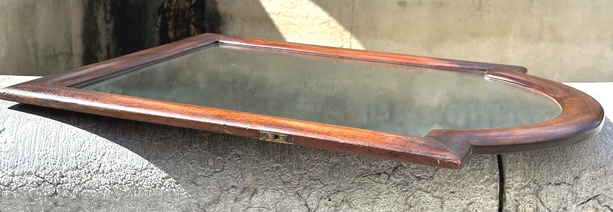 19th-century Mahogany Mirror With Curved Pediment 58x45.5cm-photo-4