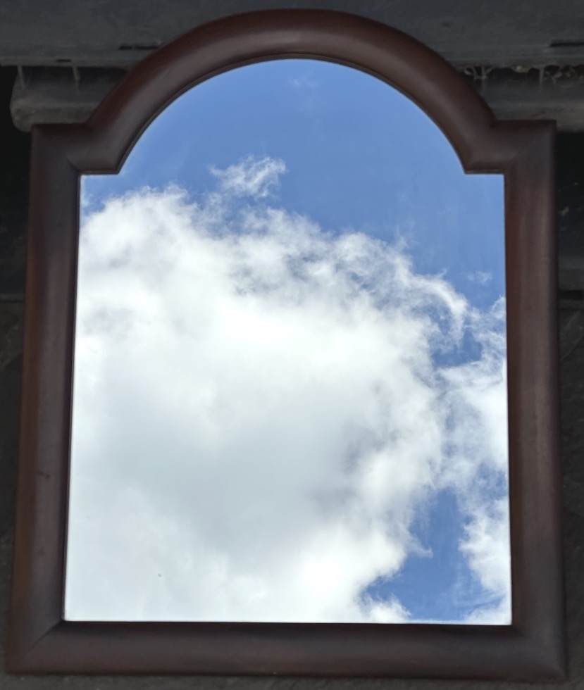 19th-century Mahogany Mirror With Curved Pediment 58x45.5cm-photo-1