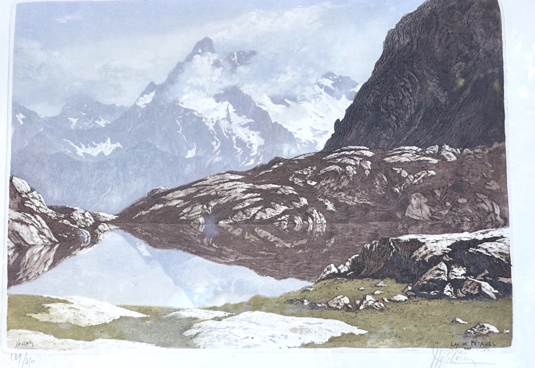 Joanny Drevet 1889–1969 Lake Petarel Etching Alps Mountains