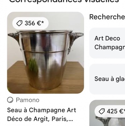 Seau à champagne en métal argenté ARGIT Paris Art de la table Décor de vigne.-photo-6