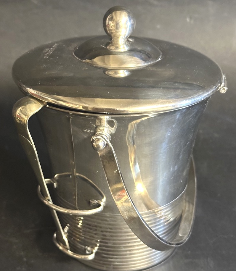 Seau à glaçons Art Deco Golf d’ Etretat Normandie métal argenté avec pince 1959