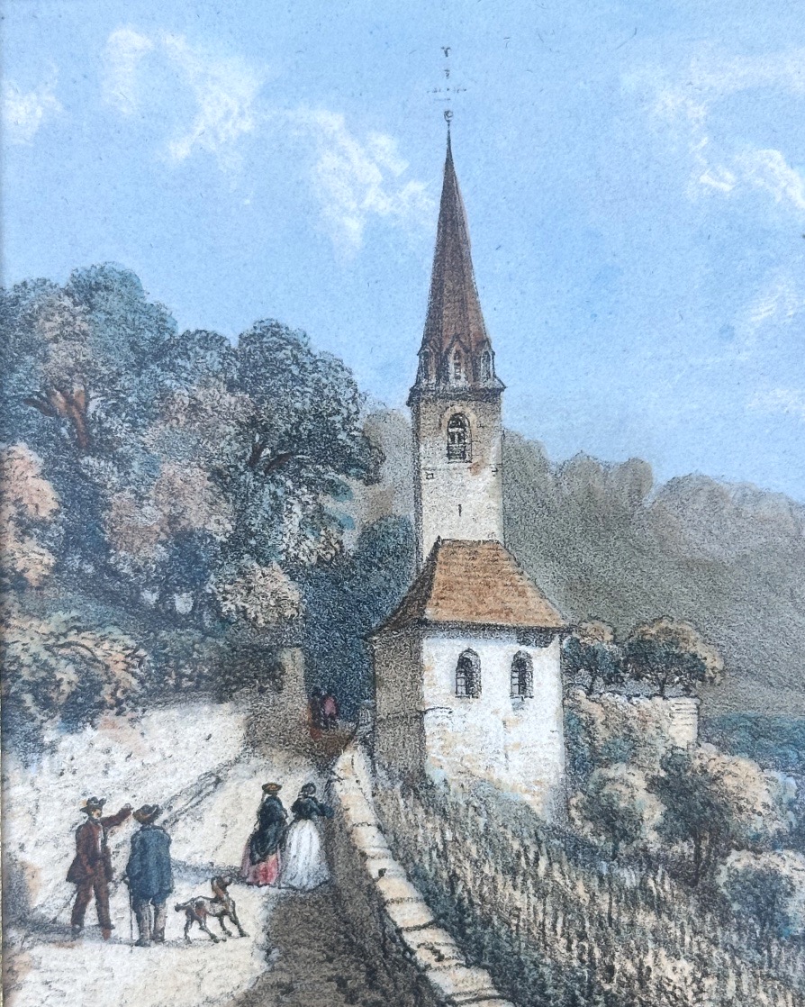 Switzerland, 19th Century: Pair Of Color Engravings Of Lake Geneva, Montreux, And Villeneuve -photo-1