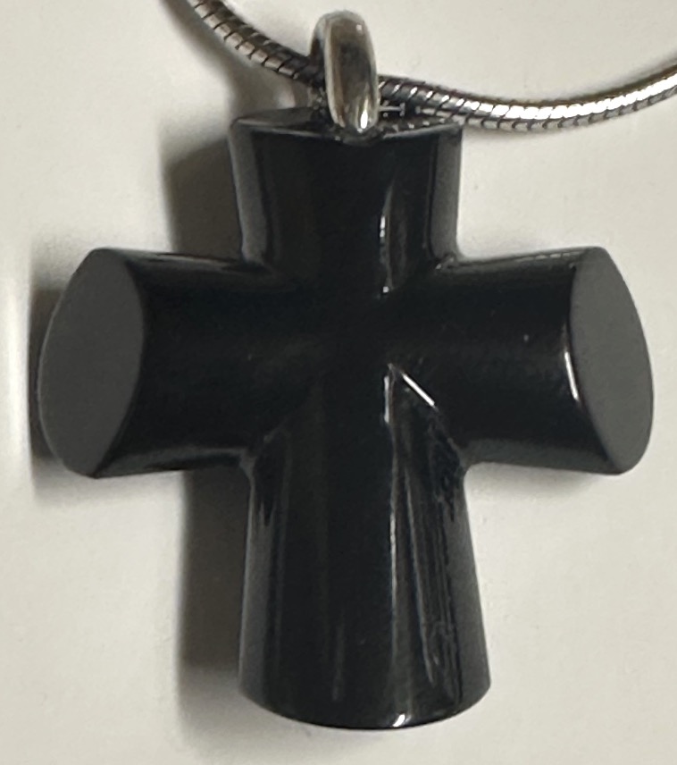 Baccarat Black Crystal And Silver Necklace In Original Case-photo-4