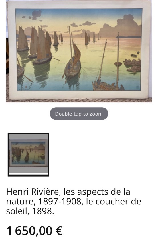 Henri Rivière 1864–1951 *sunset*, Large Original Lithograph, 1898, Signed By Verveau-photo-2