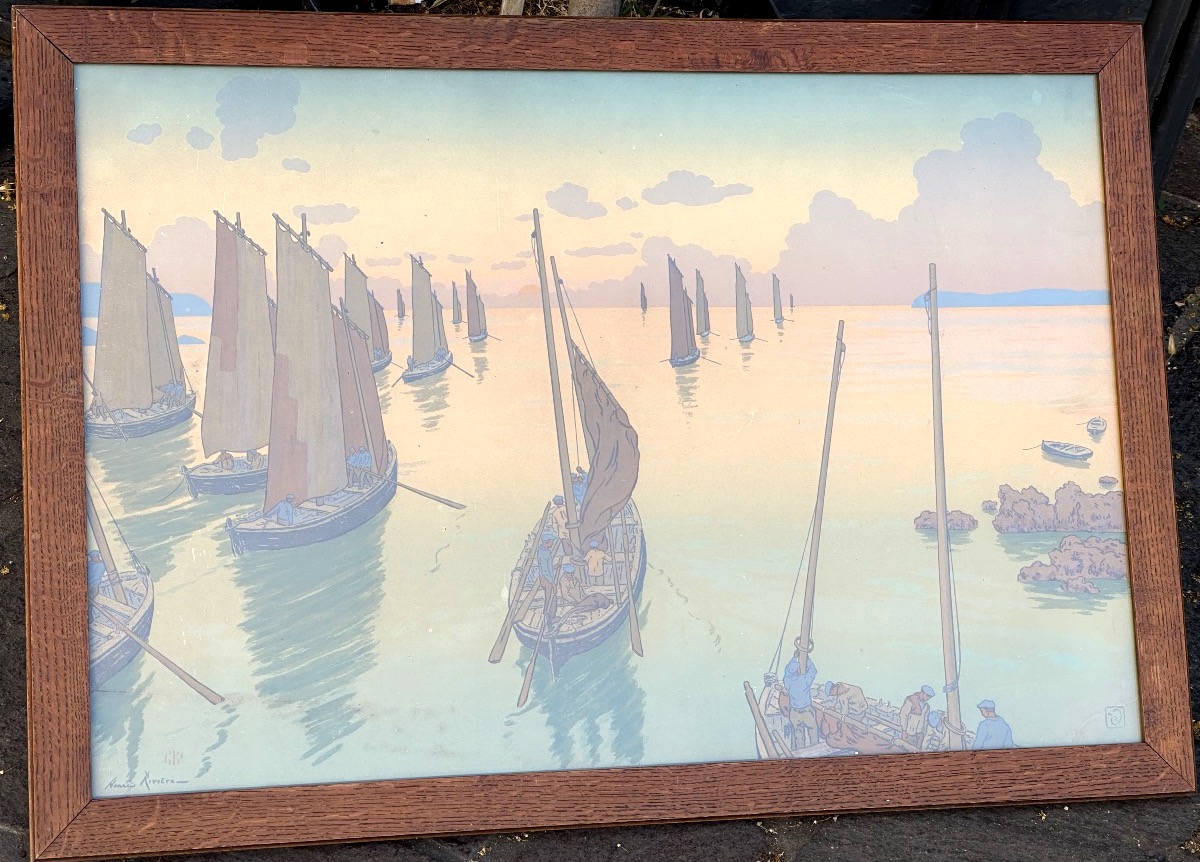 Henri Rivière 1864–1951 *sunset*, Large Original Lithograph, 1898, Signed By Verveau