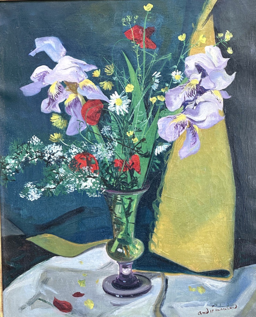 André MARCHAND 1907-1997 grande huile FLEURS provenance Galerie, Sévigné à Vichy -photo-2