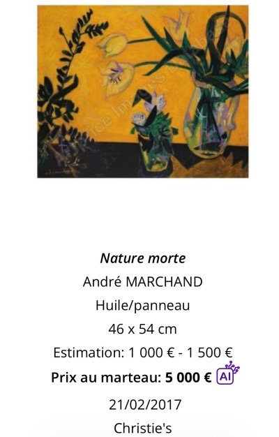 André MARCHAND 1907-1997 grande huile FLEURS provenance Galerie, Sévigné à Vichy -photo-7