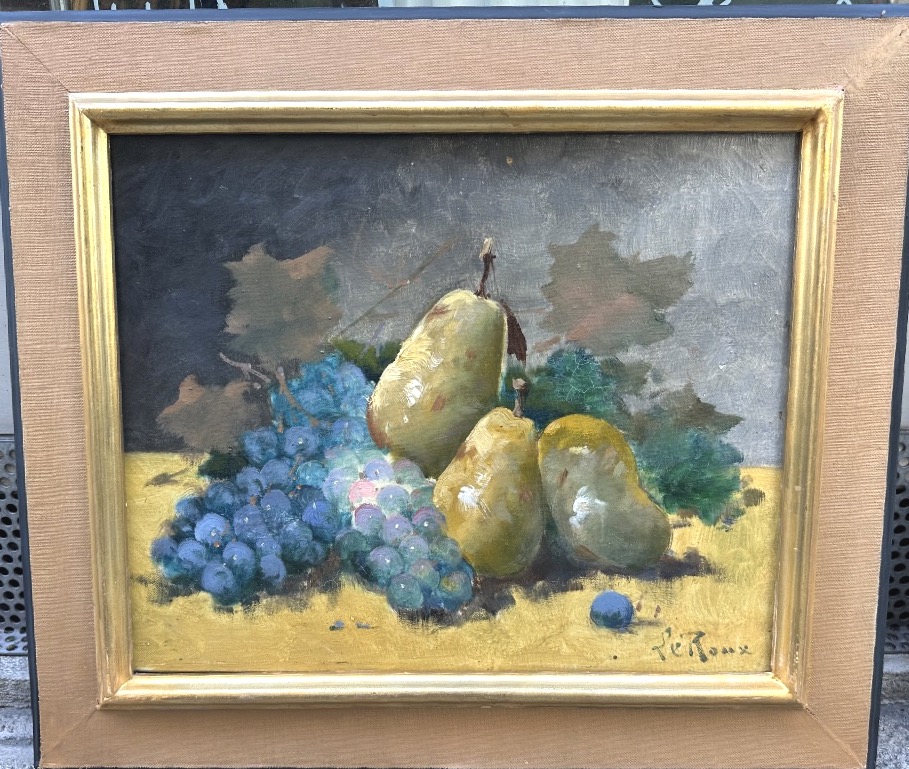 Constantin LE ROUX 1850-1909 Paire d’huiles FRUITS 19e-photo-2