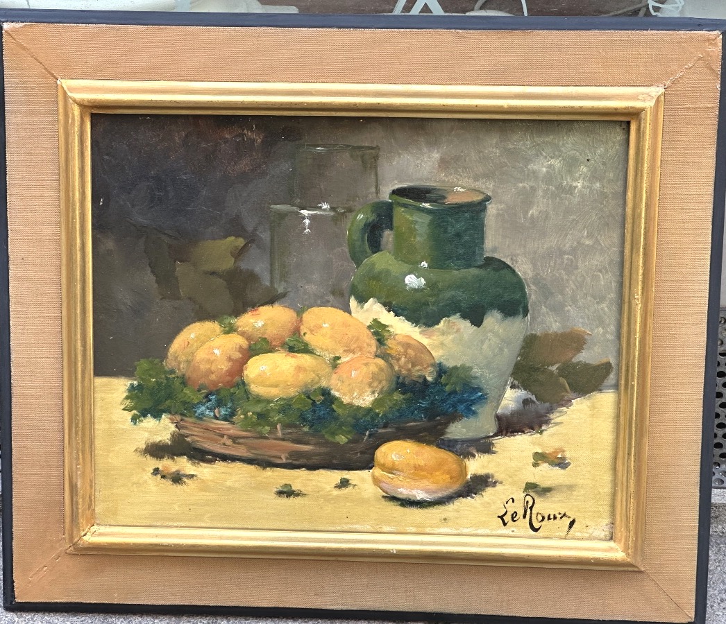 Constantin LE ROUX 1850-1909 Paire d’huiles FRUITS 19e-photo-2