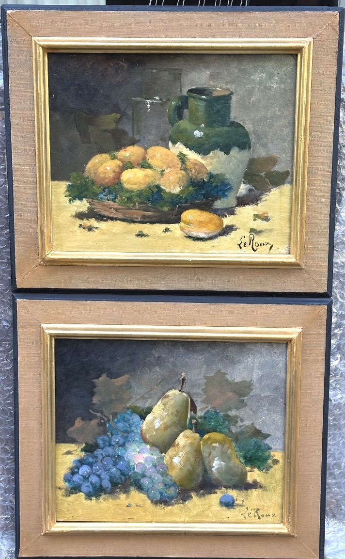 Constantin LE ROUX 1850-1909 Paire d’huiles FRUITS 19e