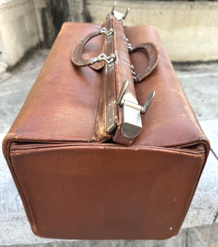 Sac mallette de médecin en cuir A.C.Breveté Bagage de docteur vintage Sac de Gladstone-photo-1