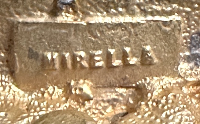 Petit miroir en bronze et perles fines signé Mirella 12,8cm -photo-2