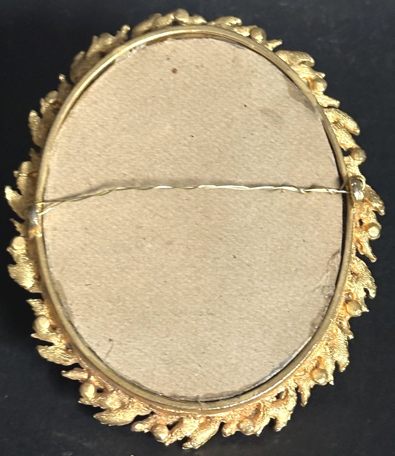 Petit miroir en bronze et perles fines signé Mirella 12,8cm -photo-1