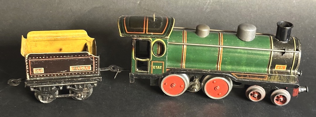 Charles ROSSIGNOL Locomotive vapeur No 26 avec tender Train jouet 1930-photo-2