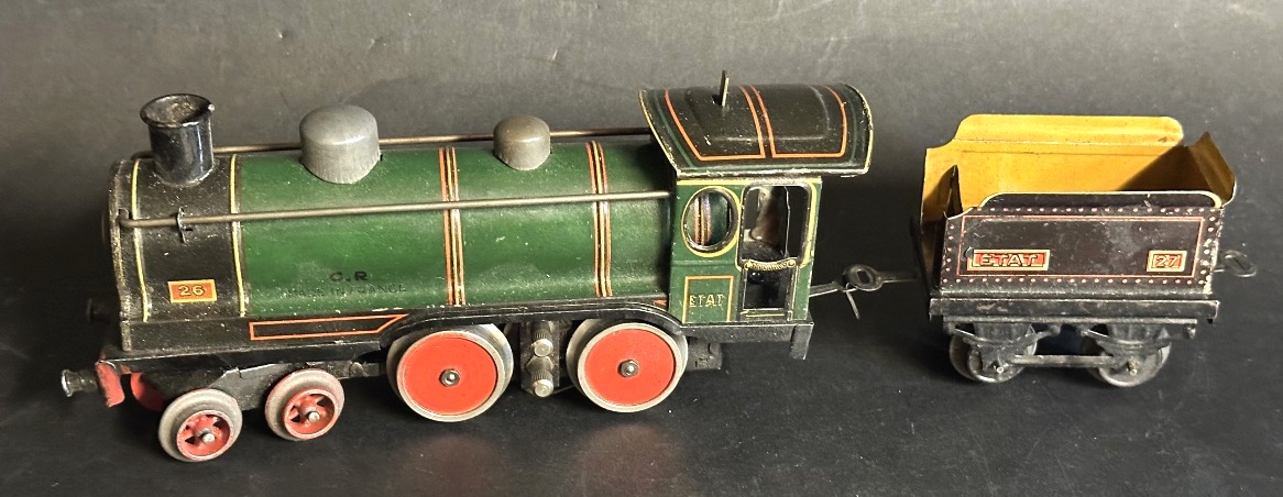 Charles ROSSIGNOL Locomotive vapeur No 26 avec tender Train jouet 1930
