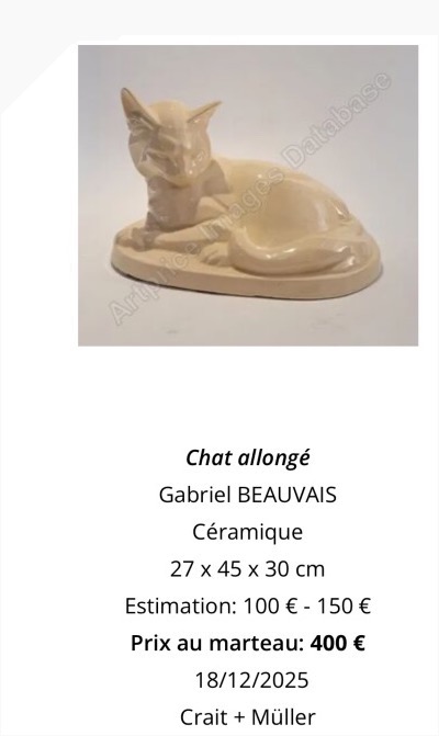 Gabriel BEAUVAIS rare paire de craquelés CHATS Édition KAZA Art Deco 1930 signés-photo-4