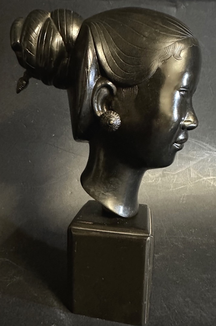 Nguyen Than Le 1919–2006 Vietnam Bronze Bust Signed Young Woman Laos Bien Hoa-photo-2