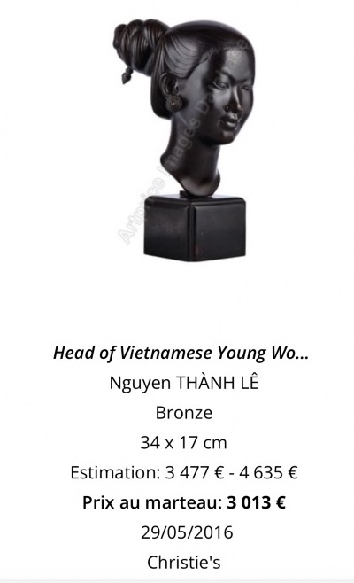 Nguyen Than Le 1919–2006 Vietnam Bronze Bust Signed Young Woman Laos Bien Hoa-photo-3