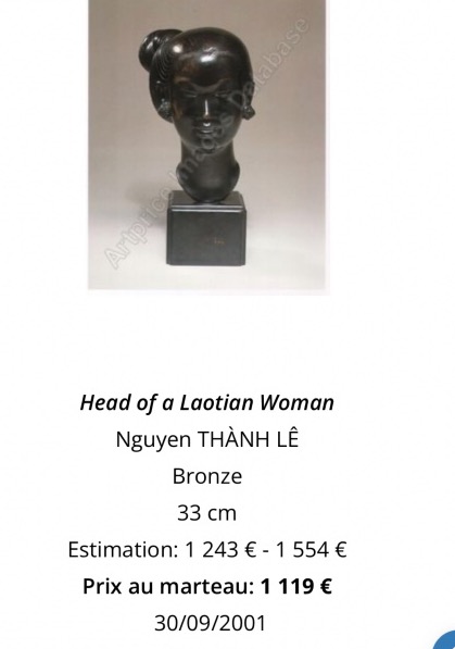Nguyen Than Le 1919–2006 Vietnam Bronze Bust Signed Young Woman Laos Bien Hoa-photo-4