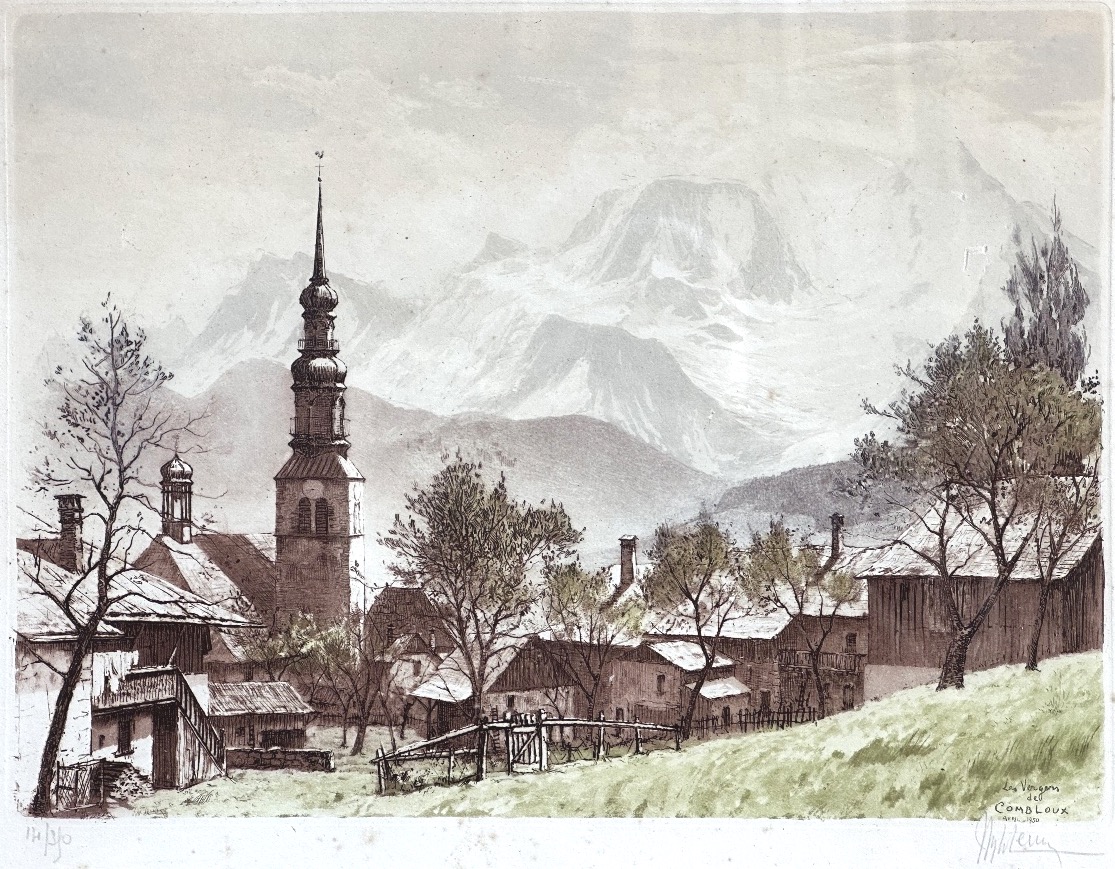 Joanny Drevet 1989-1969 Rare Etching: Combloux And Mont Blanc, Megève, Chamonix, Alps, Mountains
