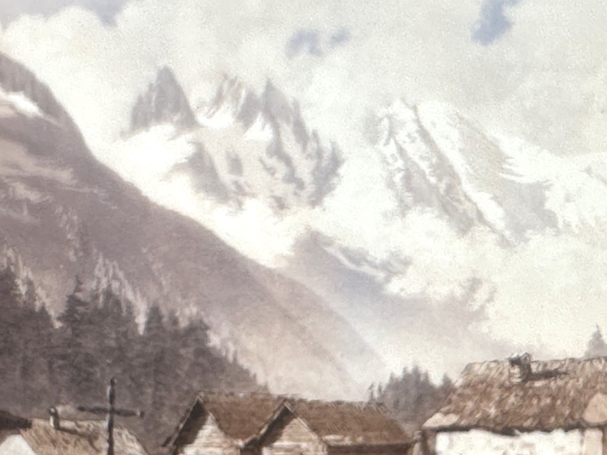 Joanny DREVET 1889-1969 Rare eau forte Tréléchamps et Mont Blanc 1948 Chamonix Alpes Hte Savoie-photo-3