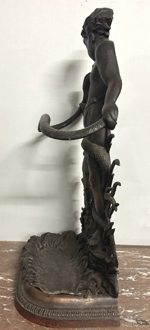Porte parapluies cannes XIXe en fonte Hercule jeune et serpent E&T Smith.Sheffield Angleterre -photo-3