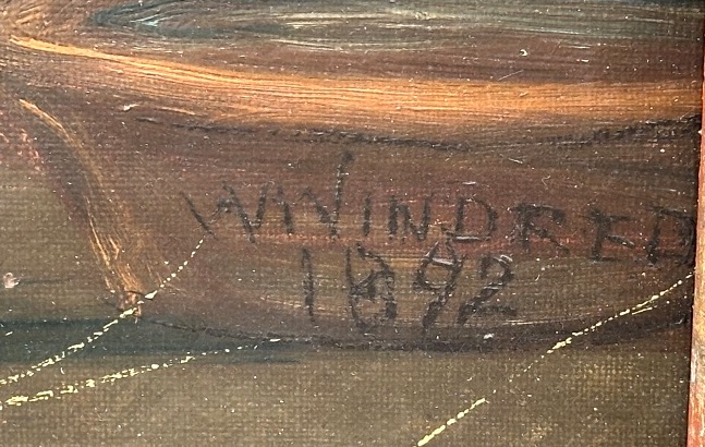 W. WINDRED XIXe Grande huile portrait de chien signé et daté 1892 -photo-3