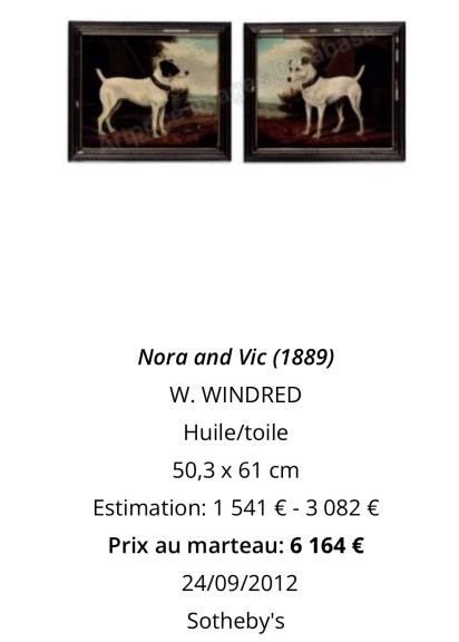 W. WINDRED XIXe Grande huile portrait de chien signé et daté 1892 -photo-1